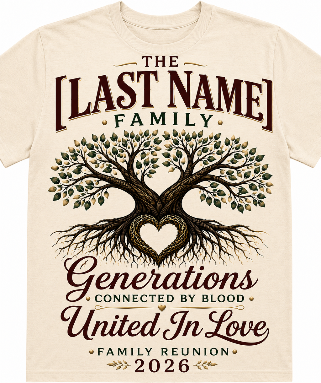 GENERATIONS CONNECTED BY BLOOD, UNITED IN LOVE | Custom Family Reunion Shirt